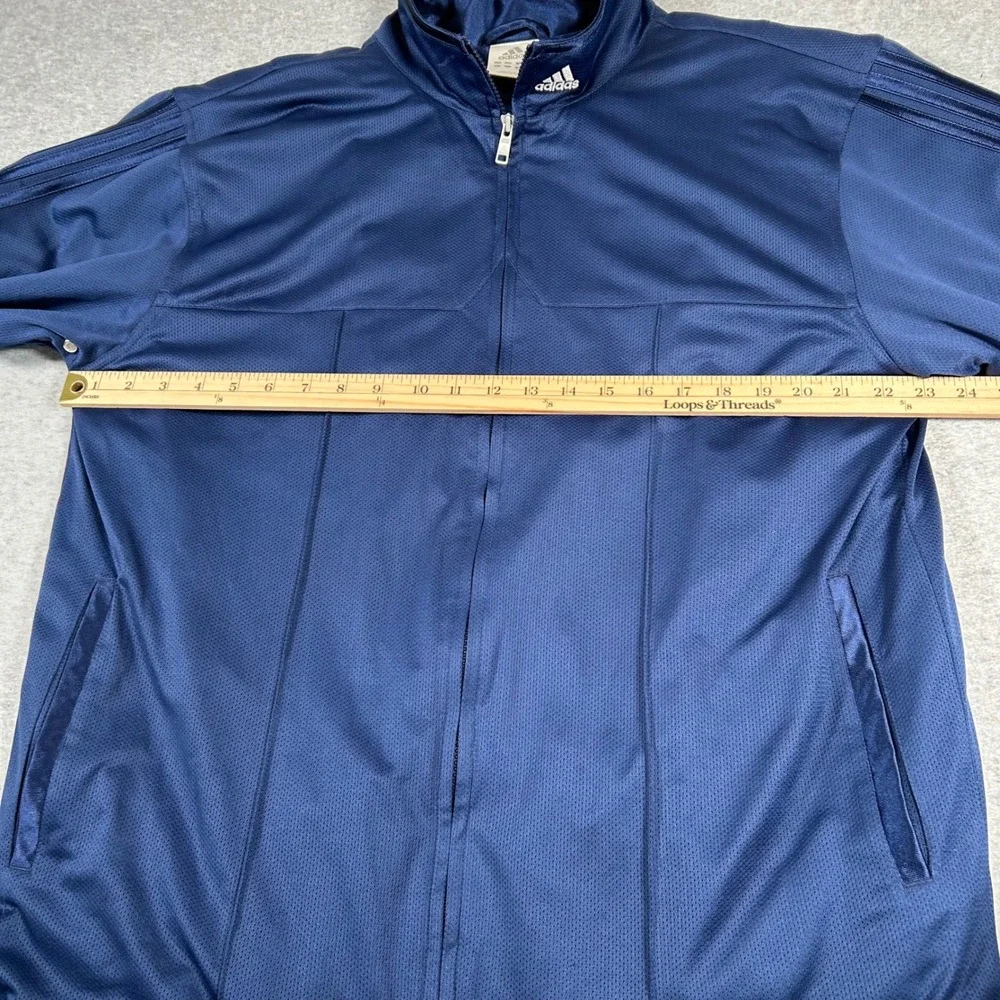 Adidas Track Jacket Mens Large Blue Y2K Vintage Basketball Full‎ Zip Shiny
